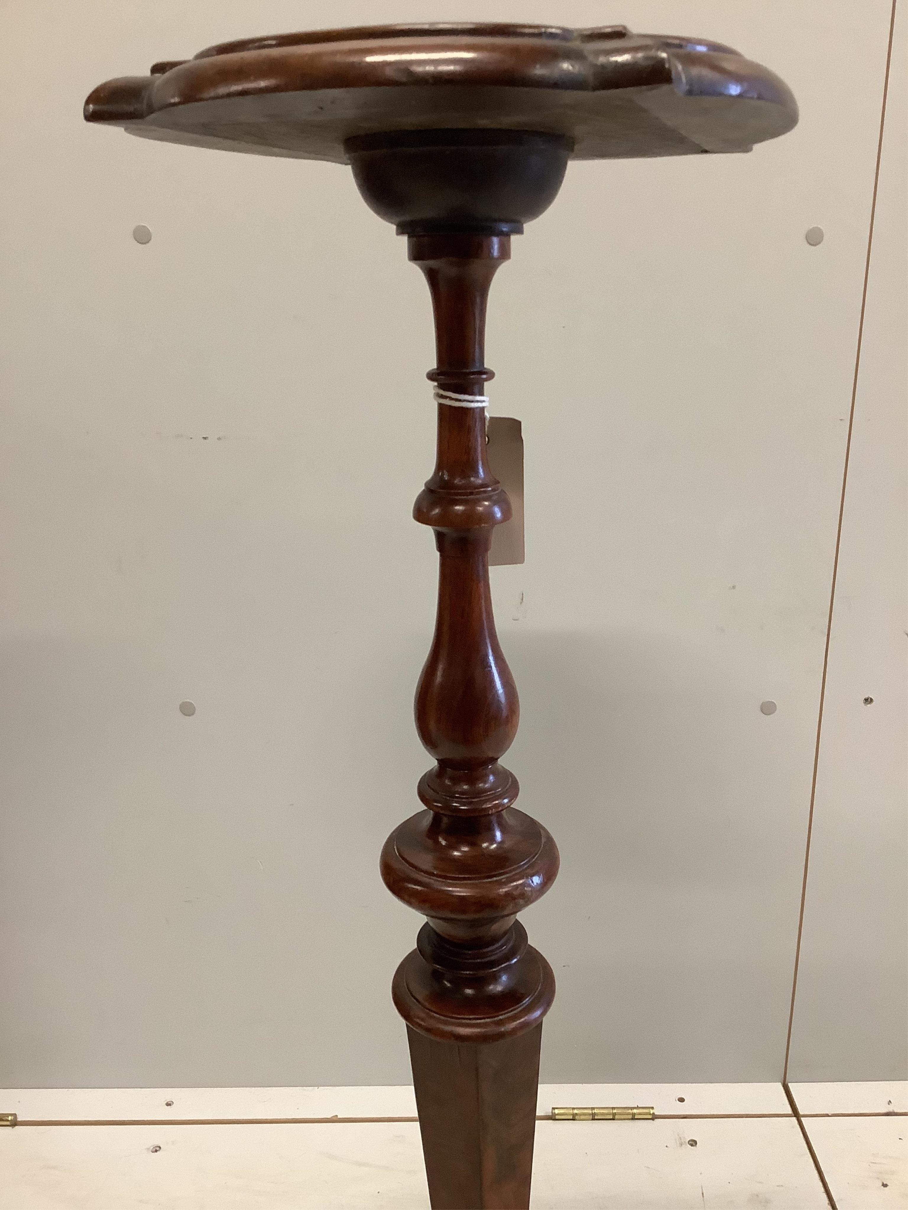 A William and Mary Anglo-Dutch burr walnut and walnut torchere, height 94cm. Condition - fair